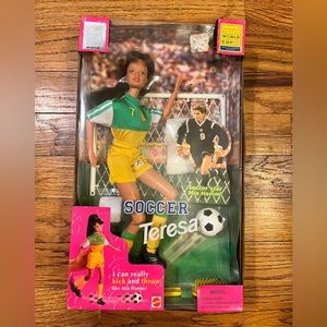 World Cup Soccer Barbie, never opened, imperfection on box